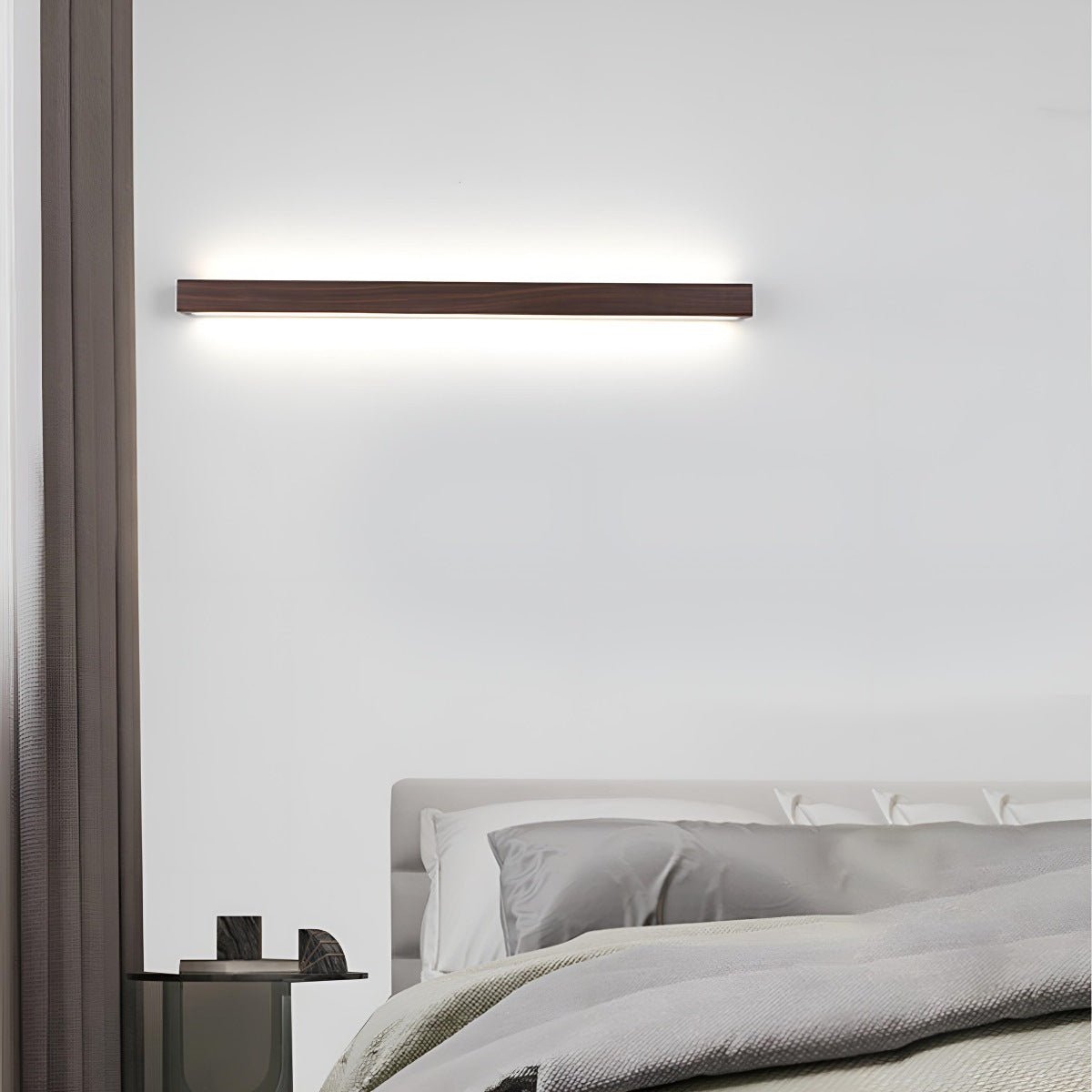 Modern Minimalist Wood Down LED Long Strip Indoor Wall Sconce - Flyachilles