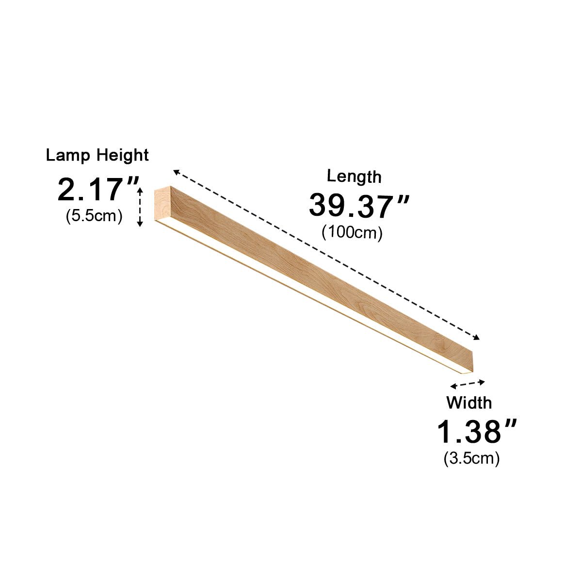 Modern Minimalist Wood Grain LED Long Strip Ceiling Light - Flyachilles