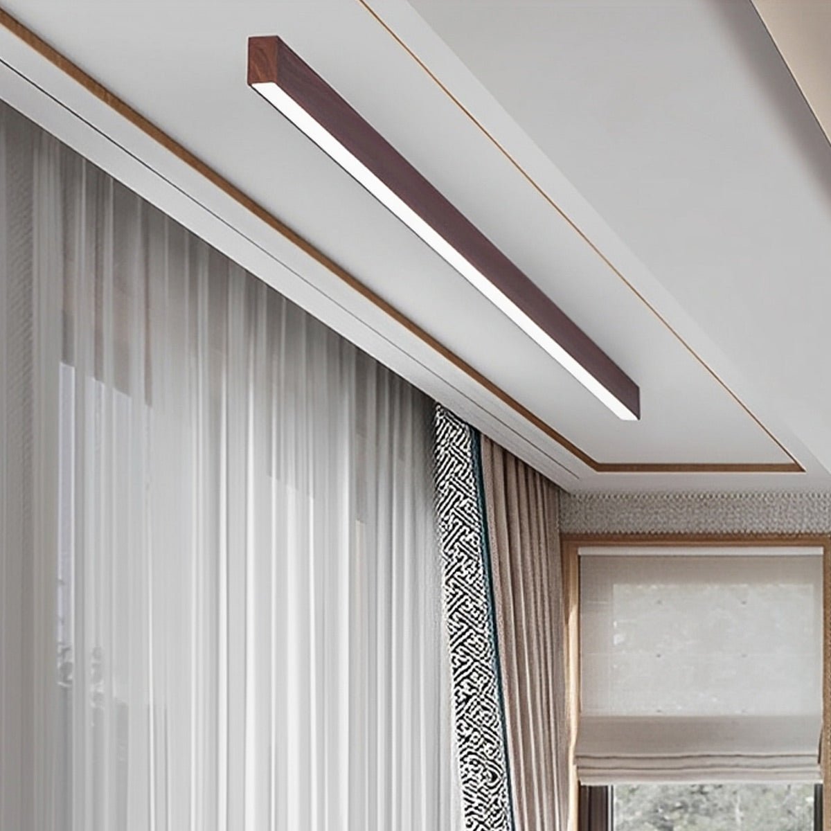 Modern Minimalist Wood Grain LED Long Strip Ceiling Light - Flyachilles