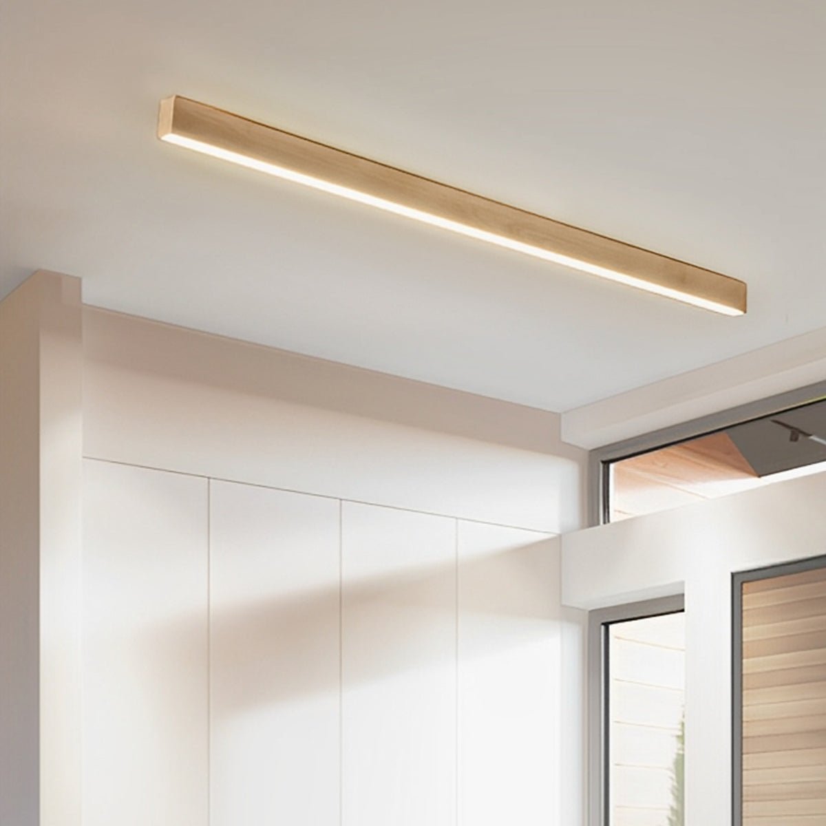 Modern Minimalist Wood Grain LED Long Strip Ceiling Light - Flyachilles