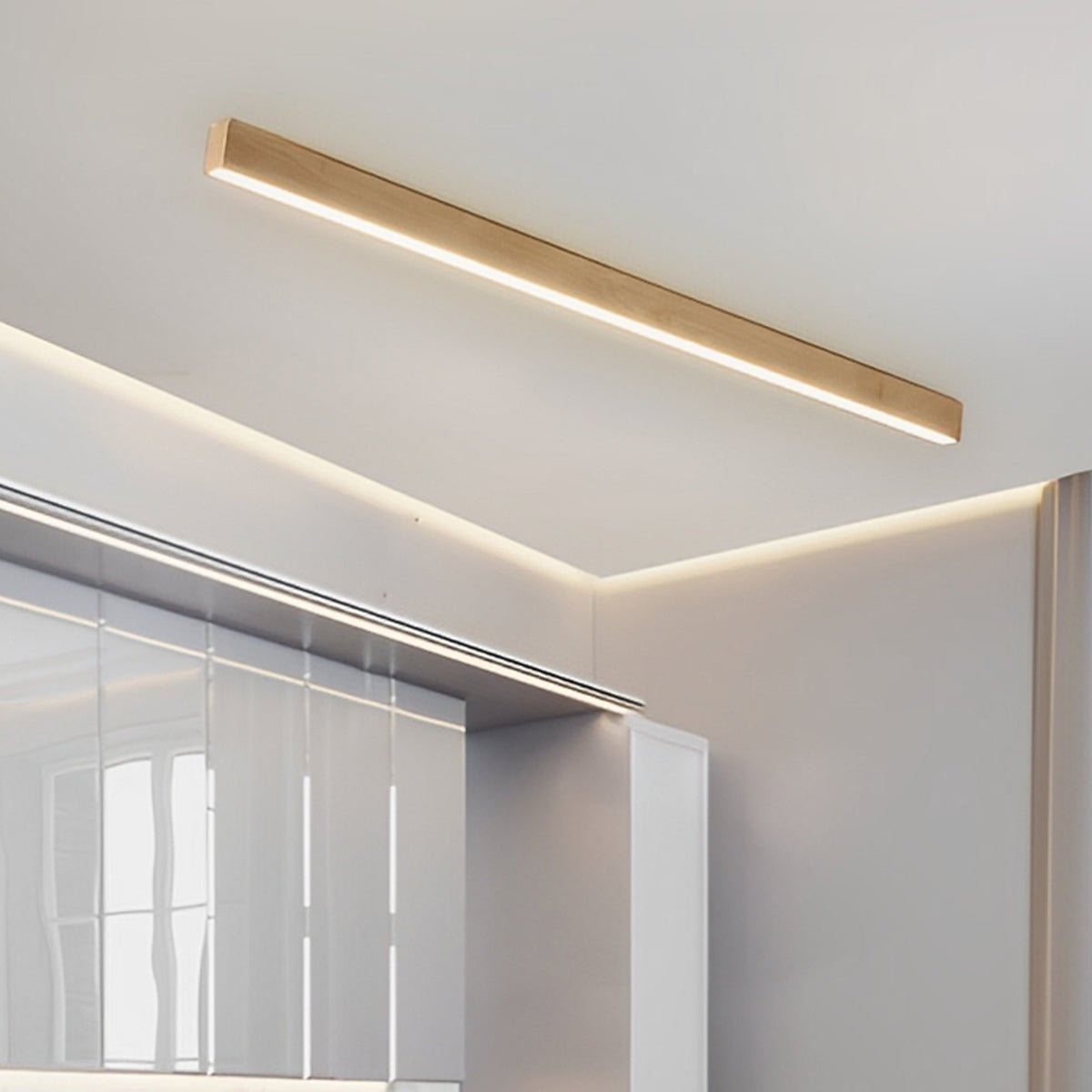Modern Minimalist Wood Grain LED Long Strip Ceiling Light - Flyachilles
