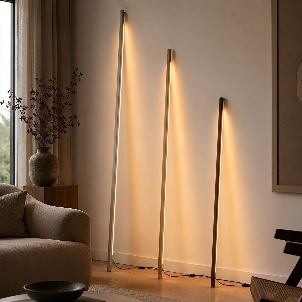 Modern Minimalist Wood LED Linear LED Floor Lamp - Flyachilles