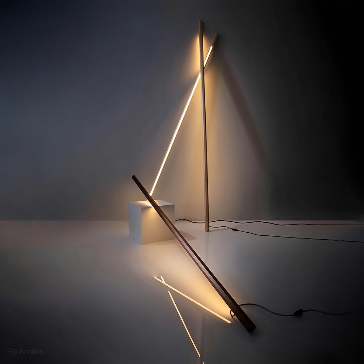 Modern Minimalist Wood LED Linear LED Floor Lamp - Flyachilles