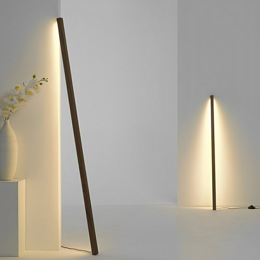 Modern Minimalist Wood Plug In LED Long Strip Floor Lamp - Flyachilles