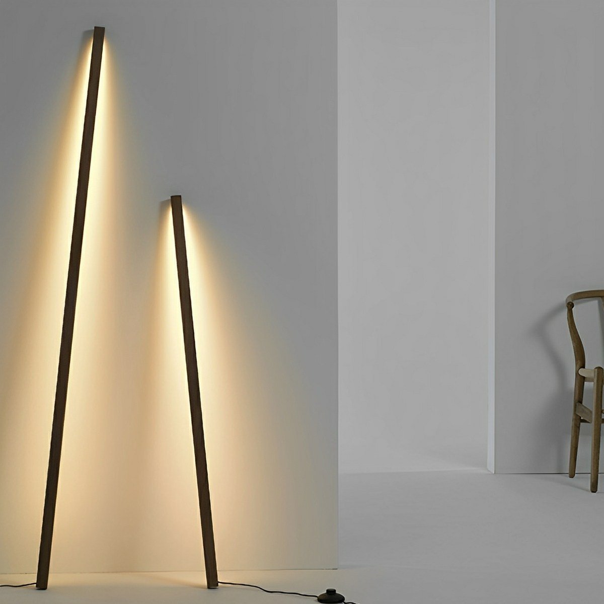 Modern Minimalist Wood Plug In LED Long Strip Floor Lamp - Flyachilles