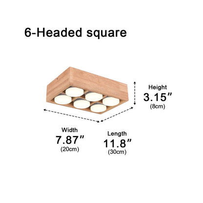 Modern Minimalist Wood Square LED Indoor Ceiling Spot Light - Flyachilles