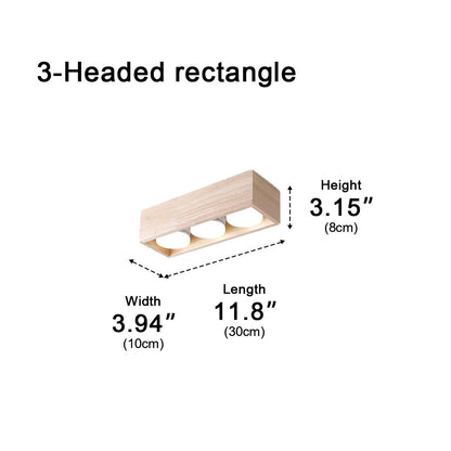 Modern Minimalist Wood Square LED Indoor Ceiling Spot Light - Flyachilles