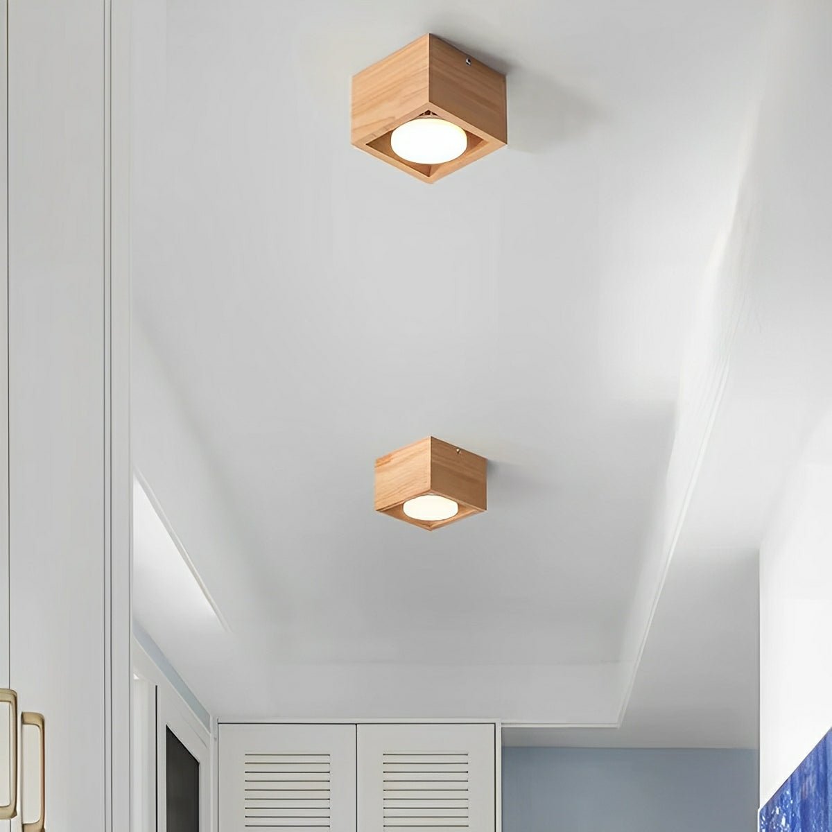 Modern Minimalist Wood Square LED Indoor Ceiling Spot Light - Flyachilles