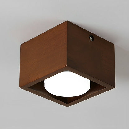 Modern Minimalist Wood Square LED Indoor Ceiling Spot Light - Flyachilles