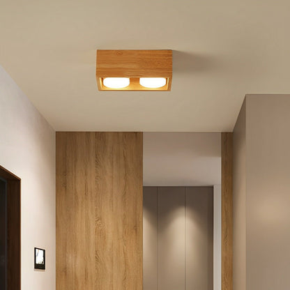 Modern Minimalist Wood Square LED Indoor Ceiling Spot Light - Flyachilles
