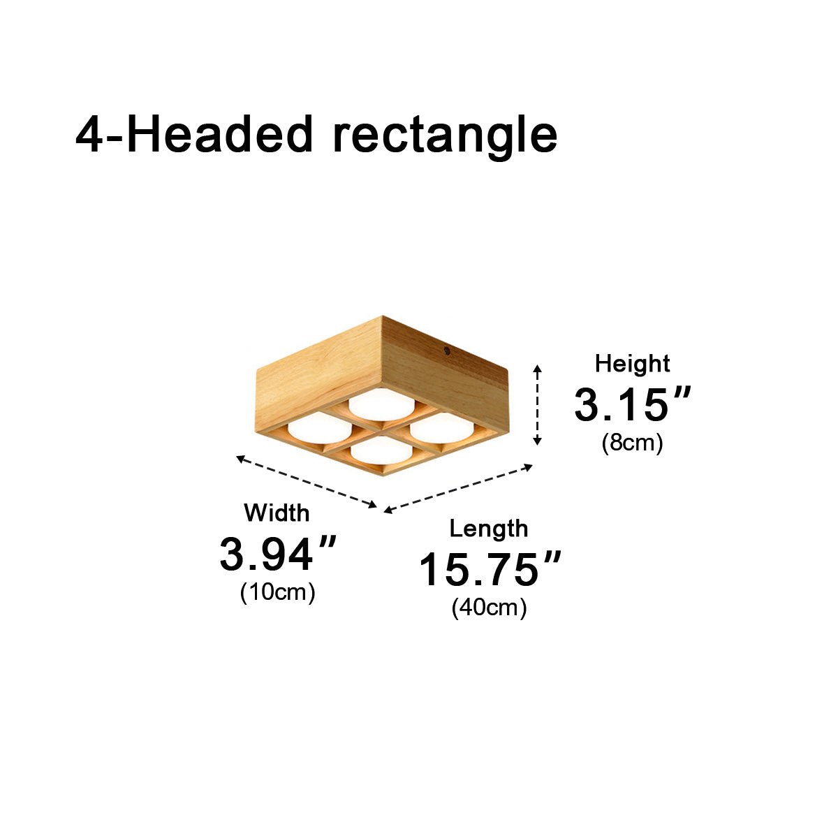Modern Minimalist Wood Square LED Indoor Ceiling Spot Light - Flyachilles