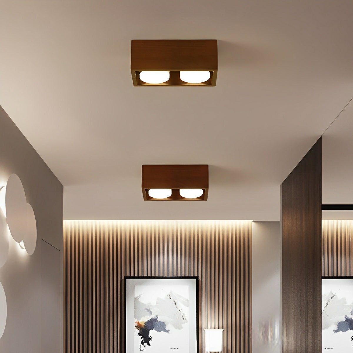 Modern Minimalist Wood Square LED Indoor Ceiling Spot Light - Flyachilles