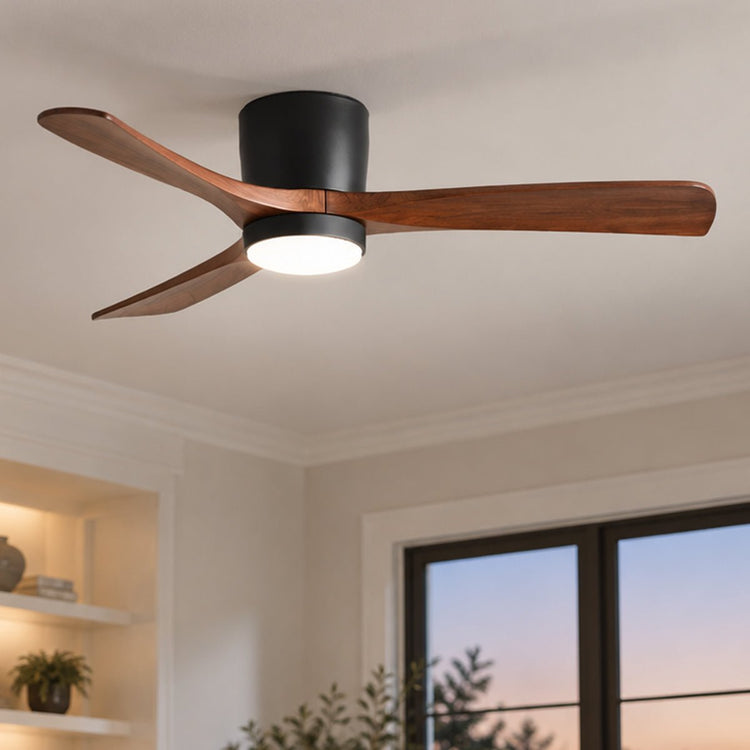 Modern Nordic Minimalist Wood Reverse 6-Speed DC Motor Inverter Ceiling Fan Light - Flyachilles
