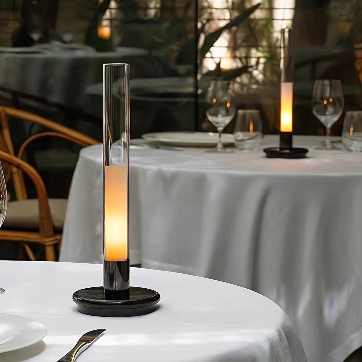 Modern Rechargeable LED Table Lamp with Glass Tube Ambient Light - Flyachilles