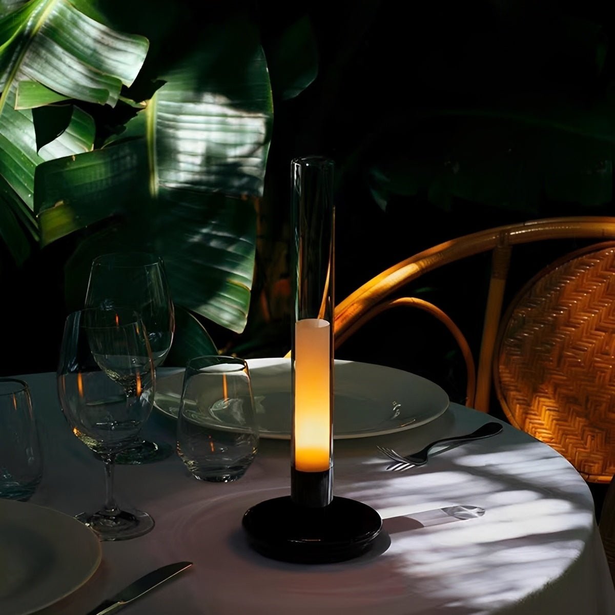 Modern Rechargeable LED Table Lamp with Glass Tube Ambient Light - Flyachilles