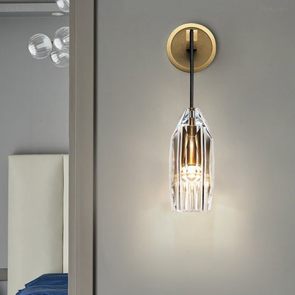 Modern Ribbed Crystal Wall Sconce - Flyachilles