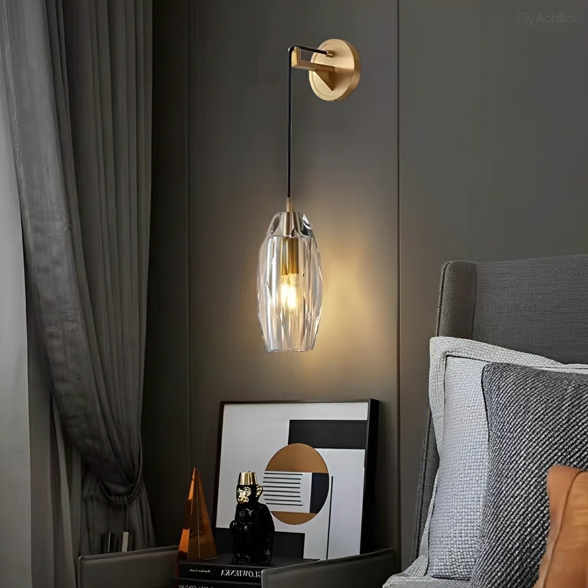 Modern Ribbed Crystal Wall Sconce - Flyachilles