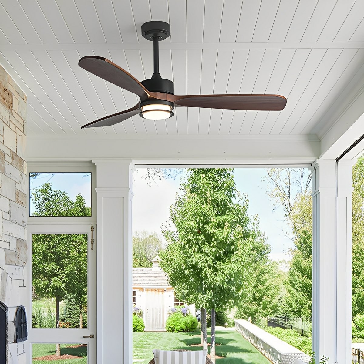 Modern Scandinavian Wood DC Motor Reverse Full - Spectrum LED Ceiling Fan Lights - Flyachilles