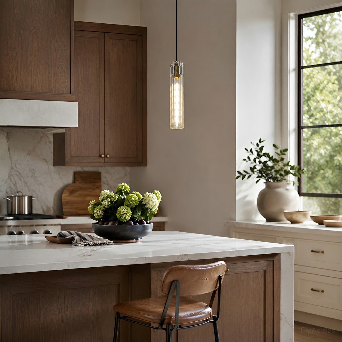 Modern Slim Cylindrical Crystal LED Pendant Light - Flyachilles