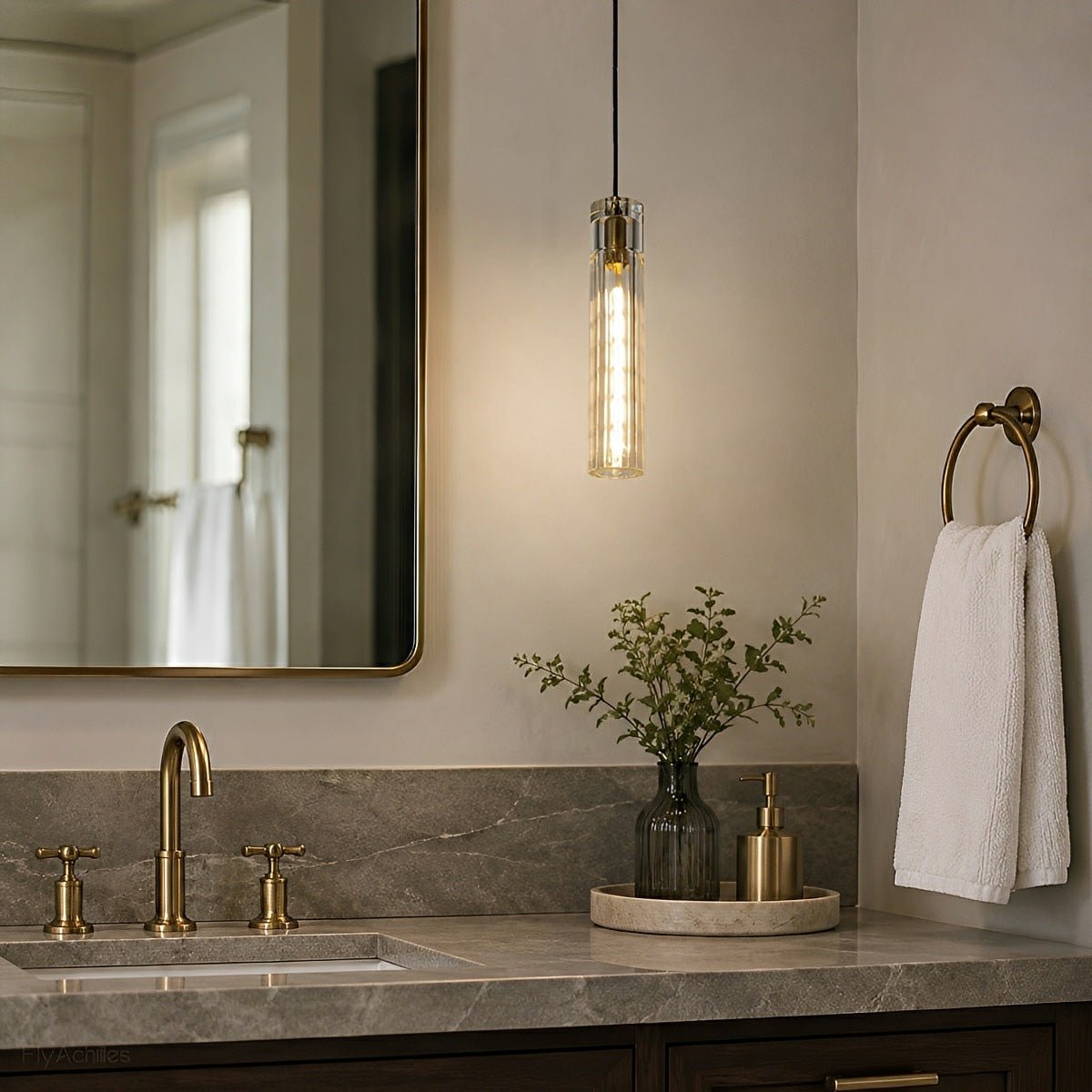 Modern Slim Cylindrical Crystal LED Pendant Light - Flyachilles