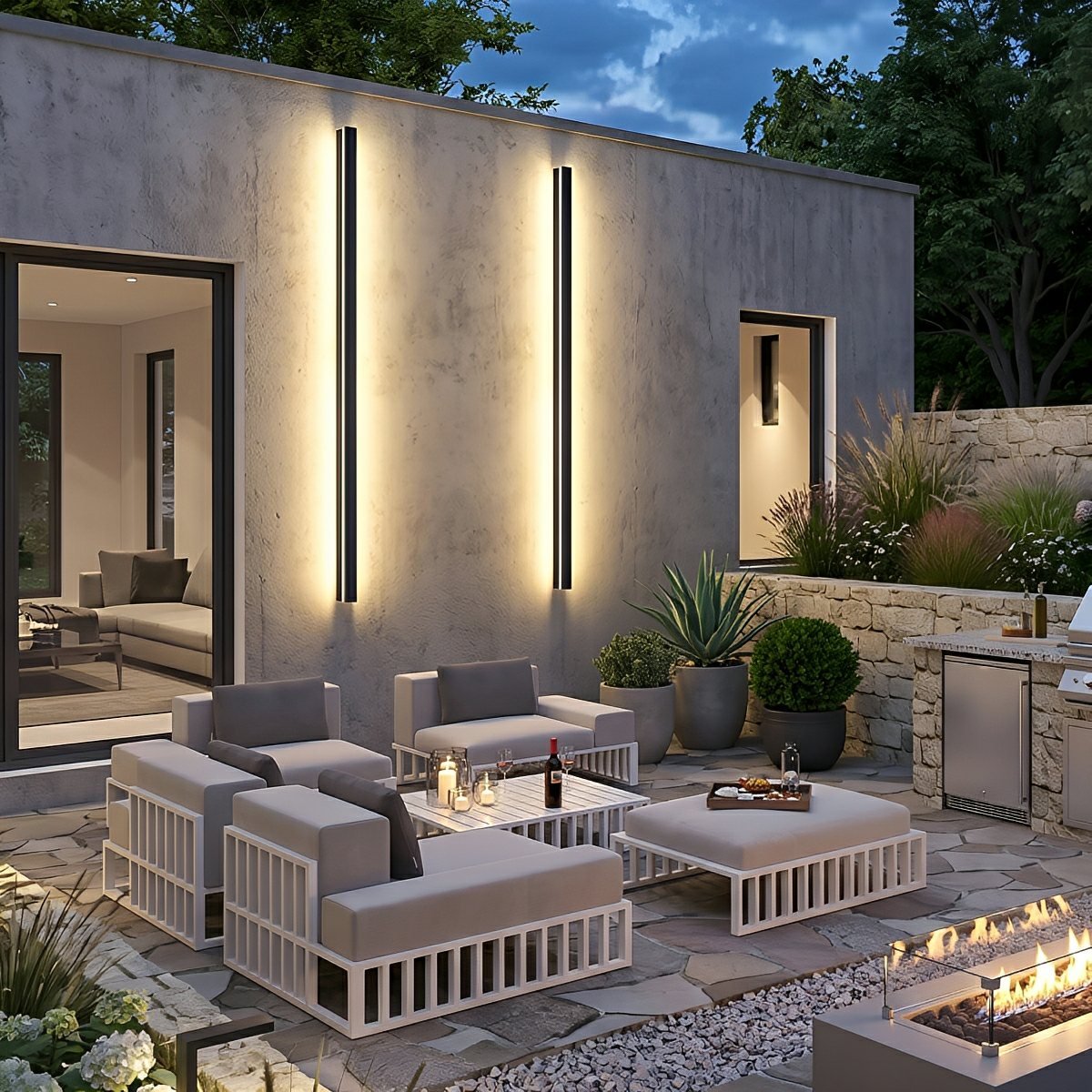 Modern Solar LED Wall Light Waterproof Long Strip Outdoor Sconce - Flyachilles