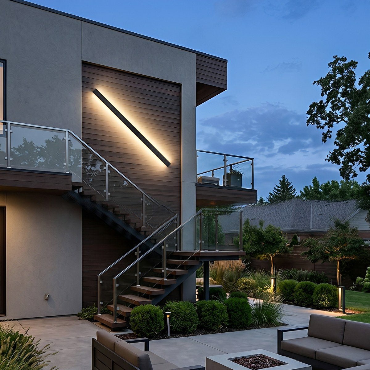 Modern Solar LED Wall Light Waterproof Long Strip Outdoor Sconce - Flyachilles