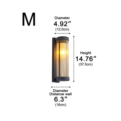 Modern Solar Waterproof Cylinder Striped Glass Outdoor LED Porch Wall Lights - Flyachilles