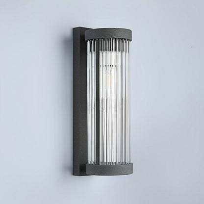 Modern Solar Waterproof Cylinder Striped Glass Outdoor LED Porch Wall Lights - Flyachilles