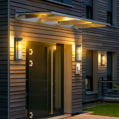 Modern Solar Waterproof Cylinder Striped Glass Outdoor LED Porch Wall Lights - Flyachilles