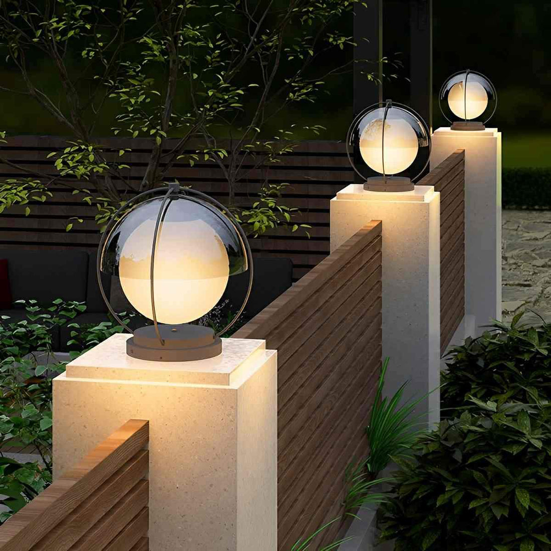 Modern Solar Waterproof Globe Planet LED Outdoor Post Lights - Flyachilles