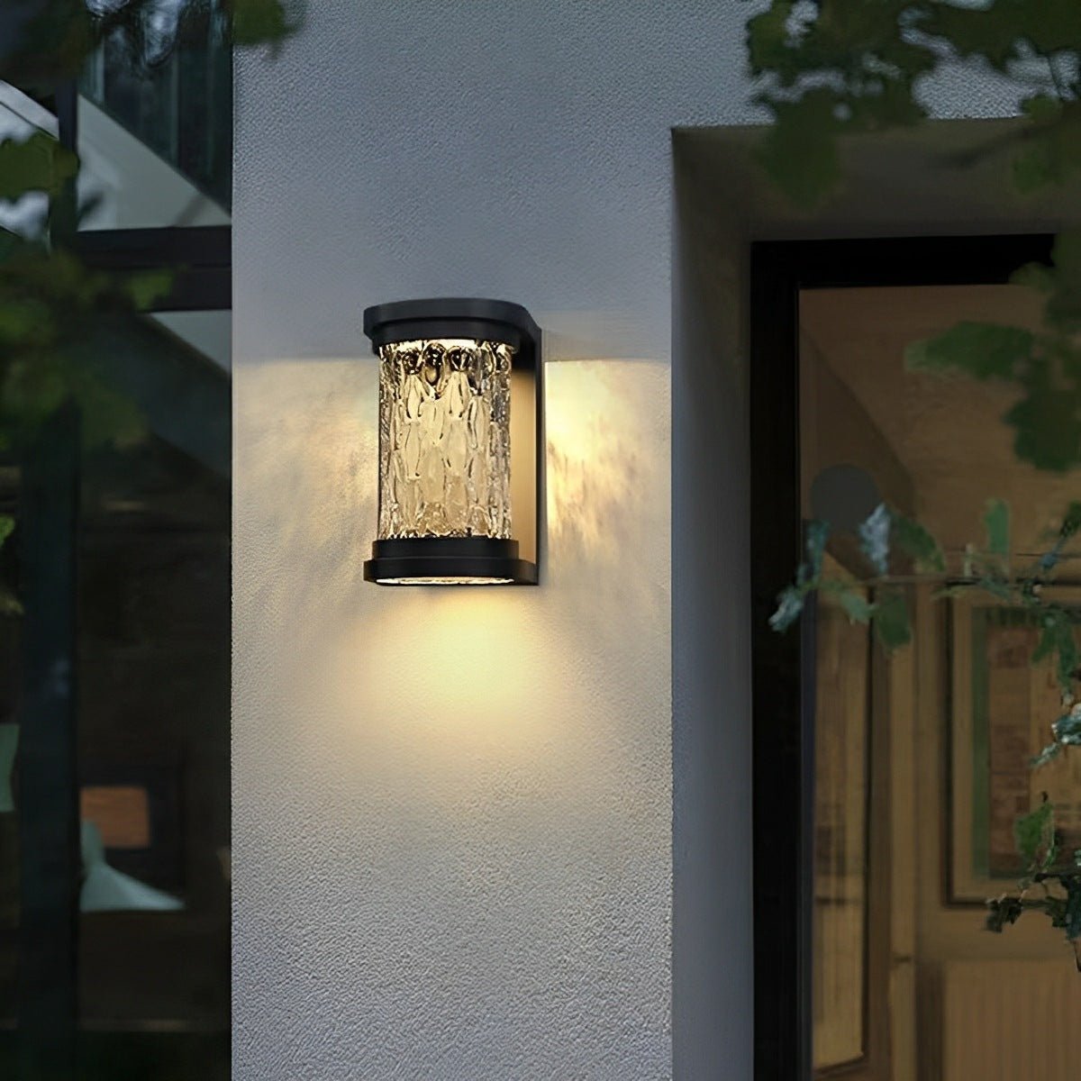 Modern Solar Waterproof Stainless Steel Water Glass Outdoor LED Porch Wall Lights - Flyachilles