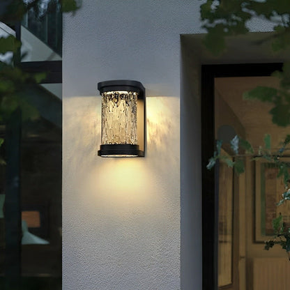 Modern Solar Waterproof Stainless Steel Water Glass Outdoor LED Porch Wall Lights - Flyachilles