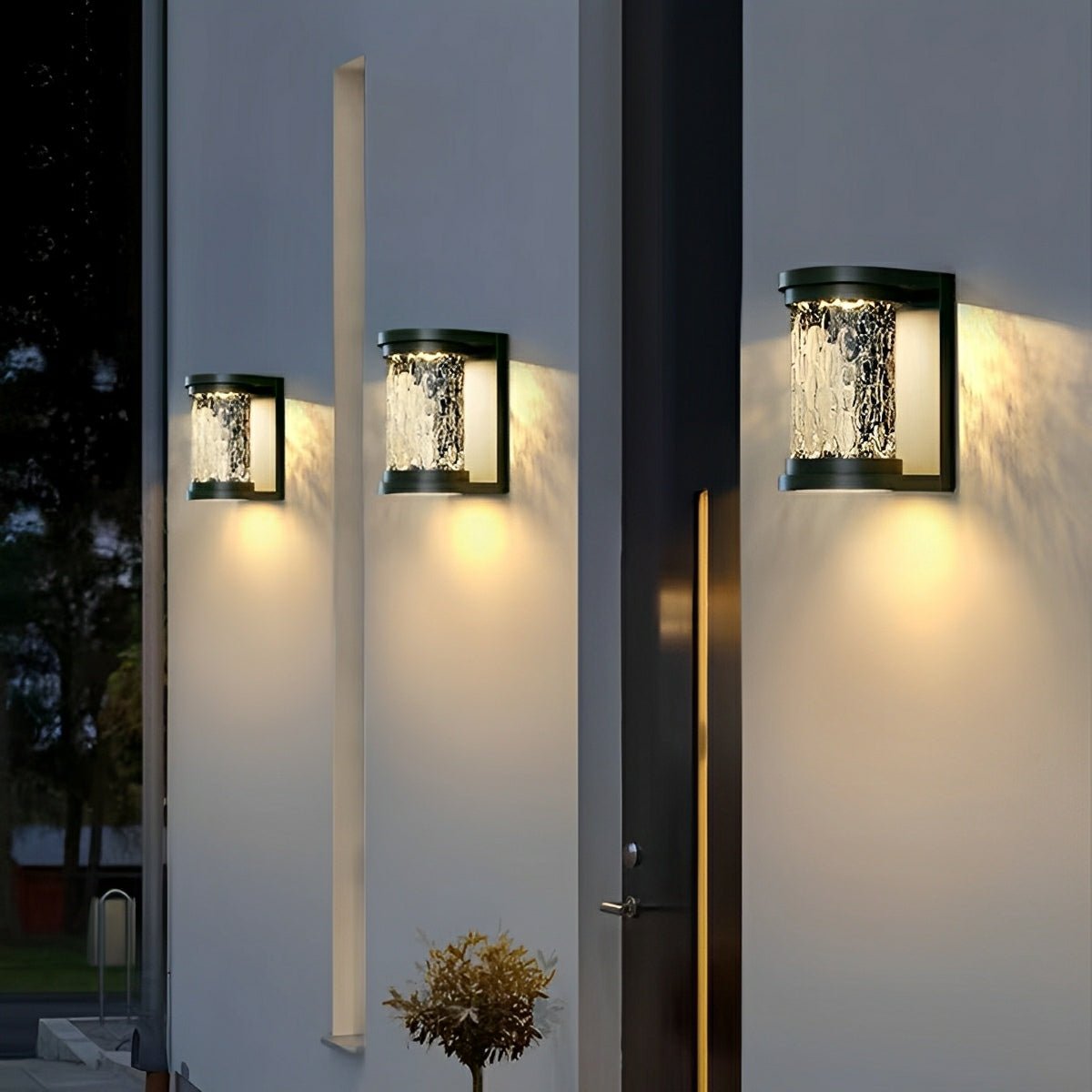 Modern Solar Waterproof Stainless Steel Water Glass Outdoor LED Porch Wall Lights - Flyachilles