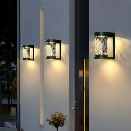 Modern Solar Waterproof Stainless Steel Water Glass Outdoor LED Porch Wall Lights - Flyachilles