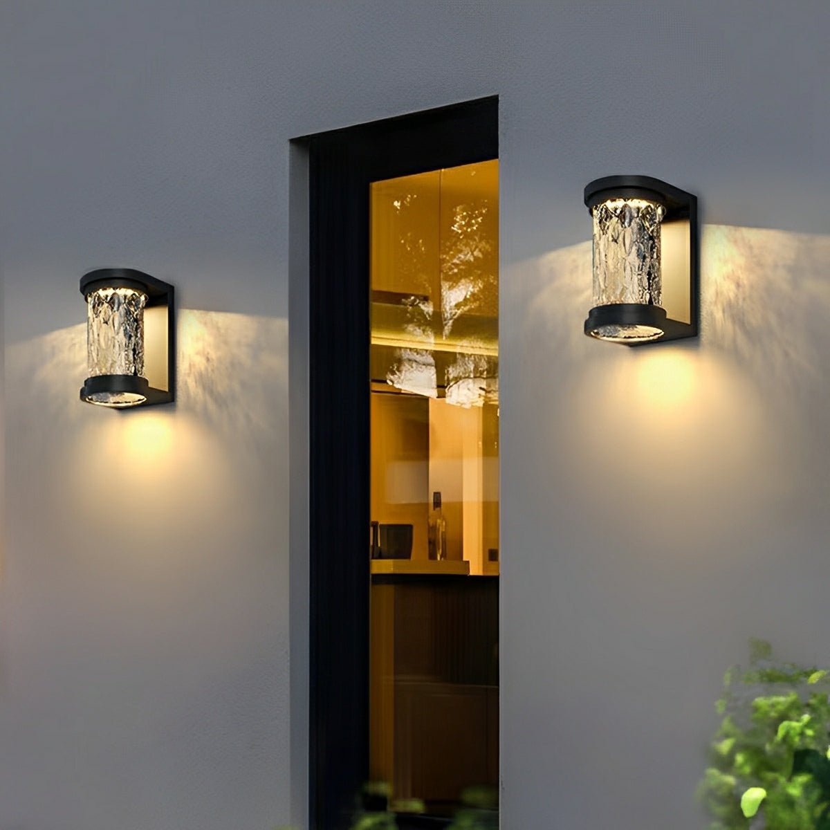 Modern Solar Waterproof Stainless Steel Water Glass Outdoor LED Porch Wall Lights - Flyachilles