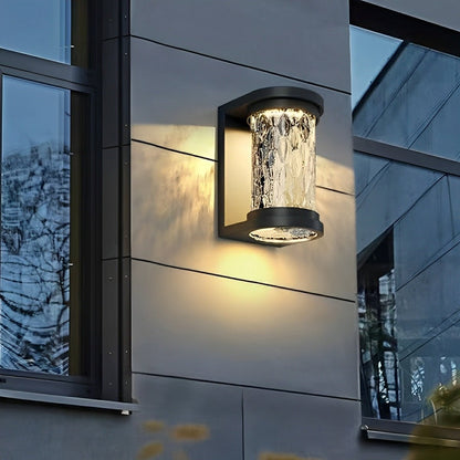 Modern Solar Waterproof Stainless Steel Water Glass Outdoor LED Porch Wall Lights - Flyachilles