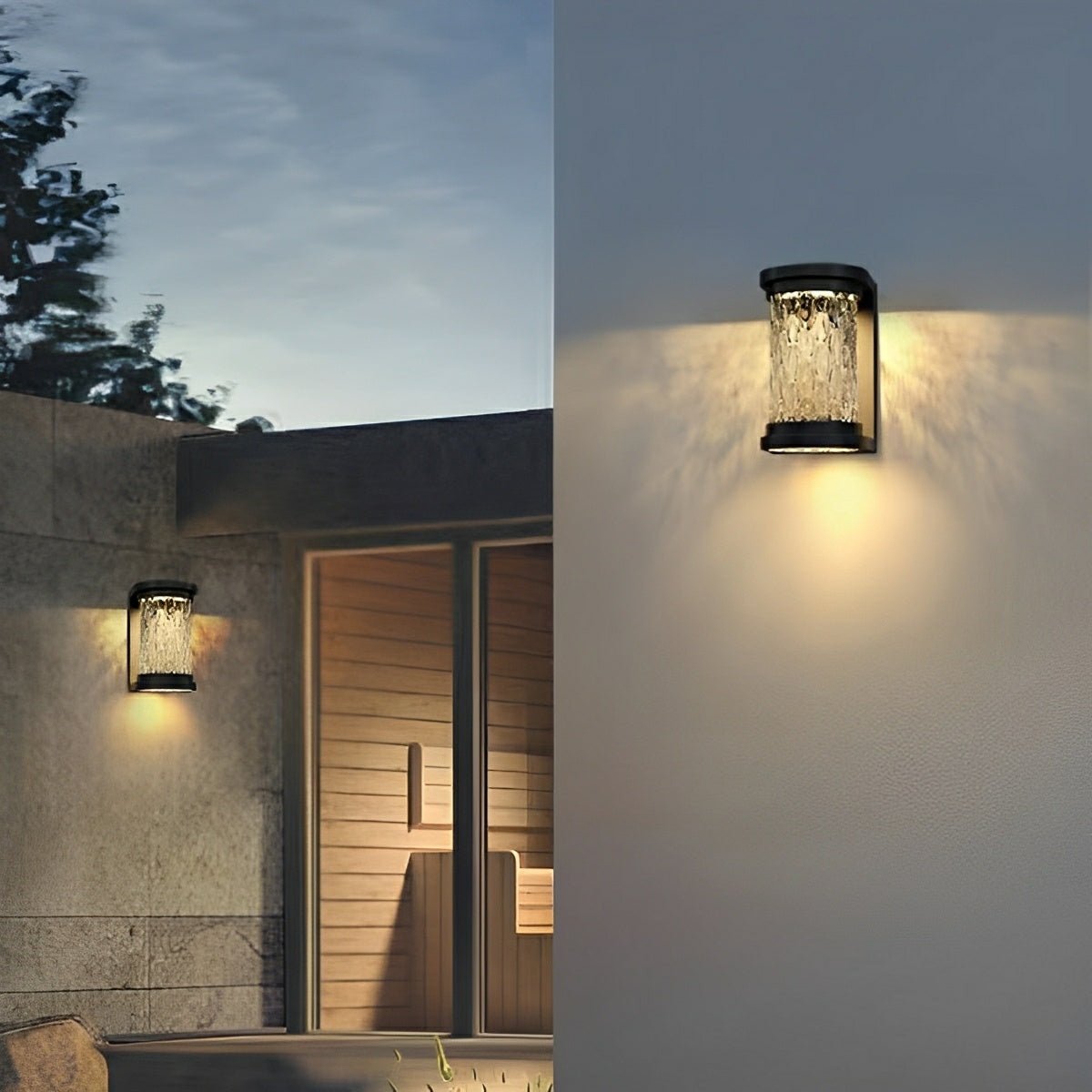 Modern Solar Waterproof Stainless Steel Water Glass Outdoor LED Porch Wall Lights - Flyachilles