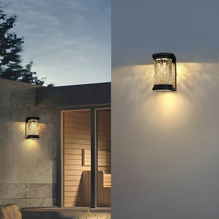 Modern Solar Waterproof Stainless Steel Water Glass Outdoor LED Porch Wall Lights - Flyachilles