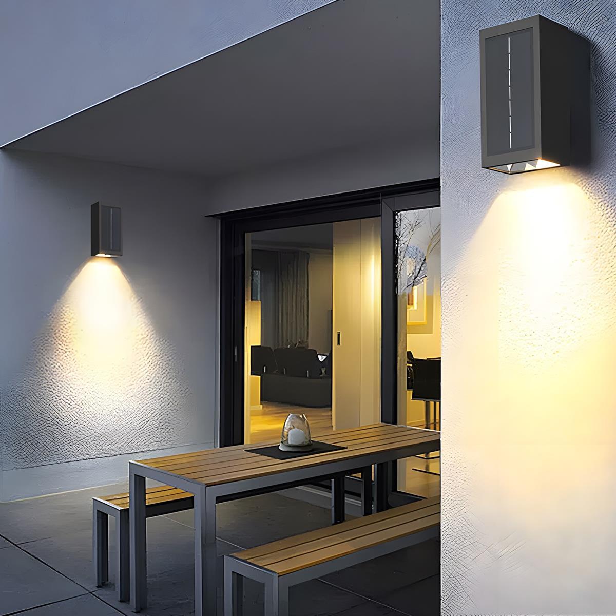 Modern Solar Waterproof Up and Down LED Outdoor Wall Sconces - Flyachilles