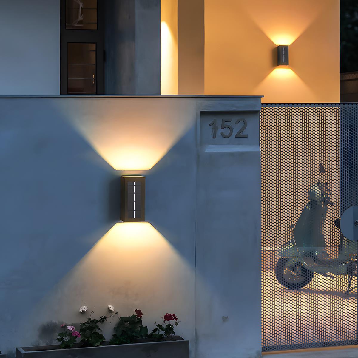 Modern Solar Waterproof Up and Down LED Outdoor Wall Sconces - Flyachilles