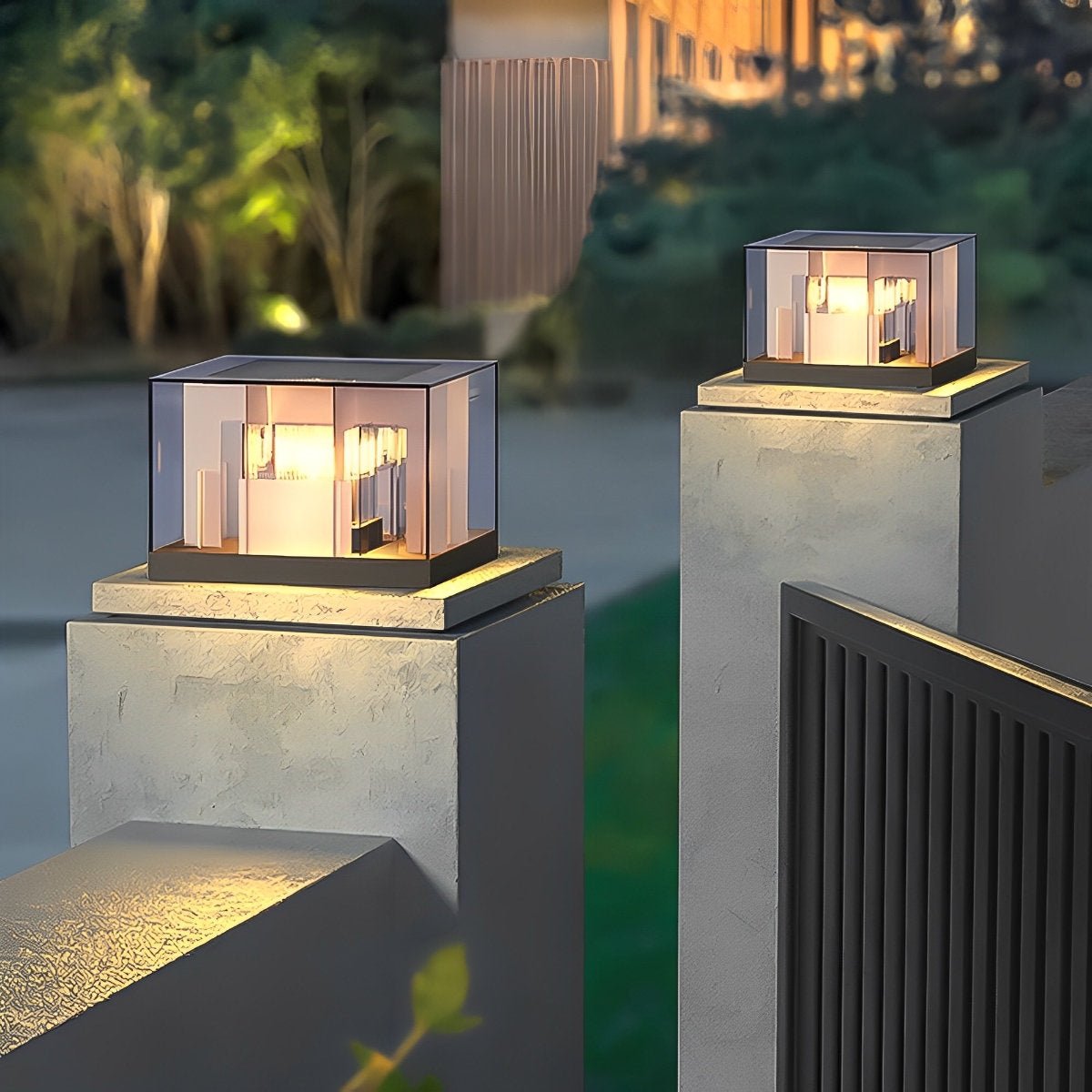 Modern Square Solar Waterproof LED Outdoor Post Lights - Flyachilles