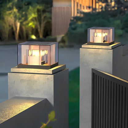 Modern Square Solar Waterproof LED Outdoor Post Lights - Flyachilles
