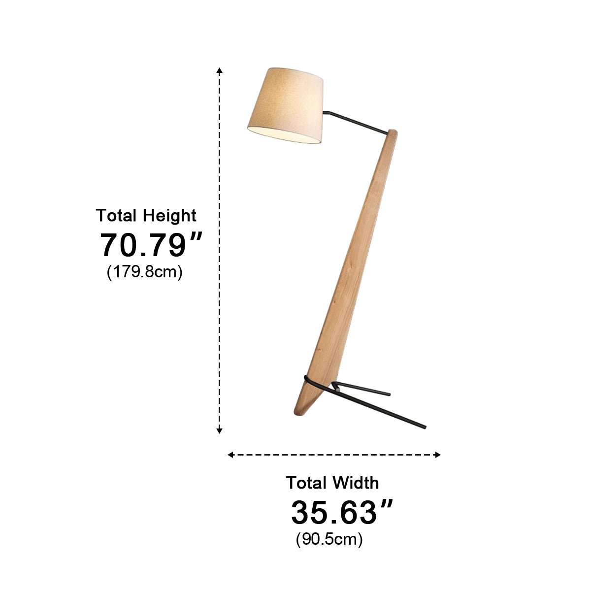 Modern Tilt Wood Fabric Drum Shade Floor Lamp - Flyachilles