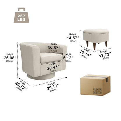 Modern Tufted Swivel Accent Chair with Armrest Ottoman - Armchair - Flyachilles