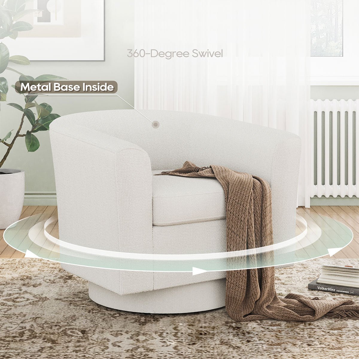 Modern Tufted Swivel Accent Chair with Armrest Ottoman - Armchair - Flyachilles