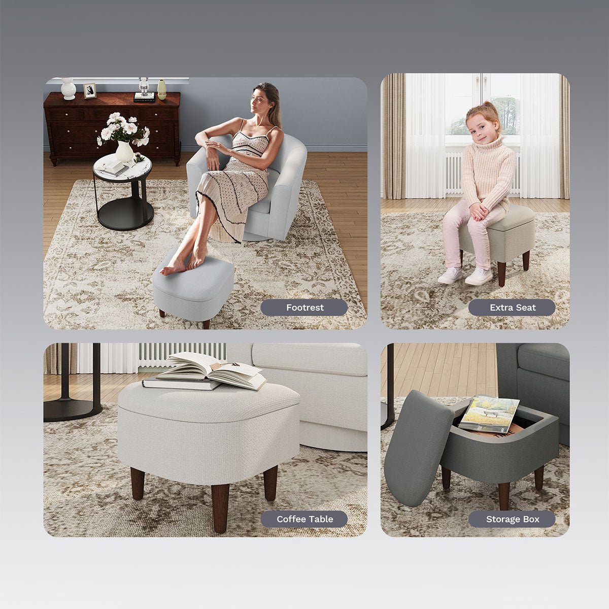 Modern Tufted Swivel Accent Chair with Armrest Ottoman - Armchair - Flyachilles