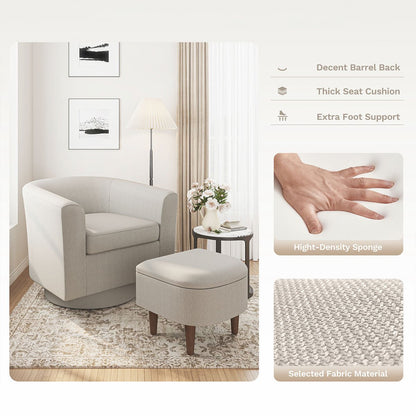 Modern Tufted Swivel Accent Chair with Armrest Ottoman - Armchair - Flyachilles