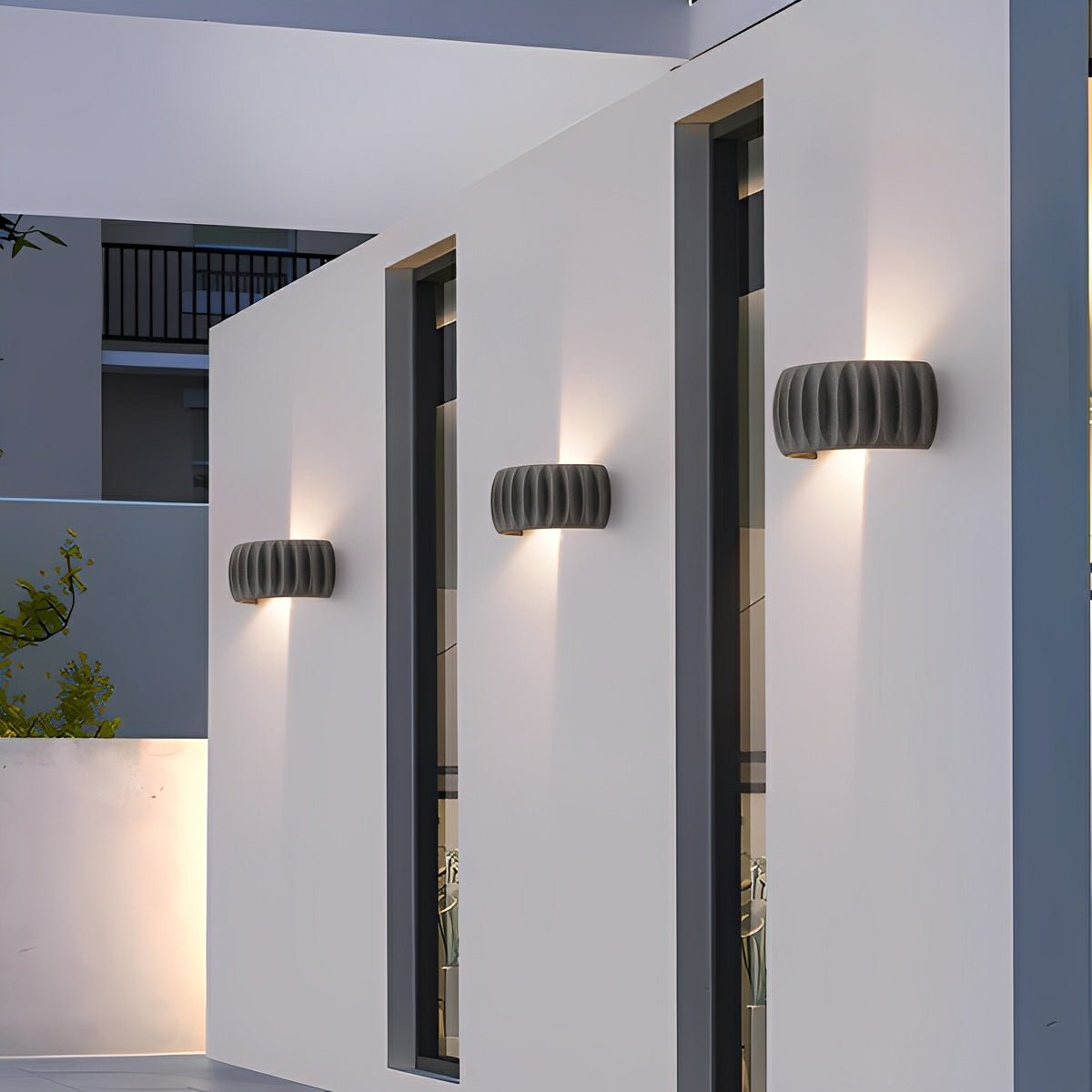Modern Waterproof Arc Cement Carve Up and Down LED Outdoor Wall Lights - Flyachilles