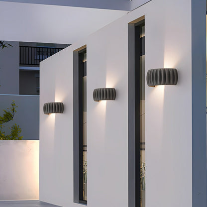 Modern Waterproof Arc Cement Carve Up and Down LED Outdoor Wall Lights - Flyachilles