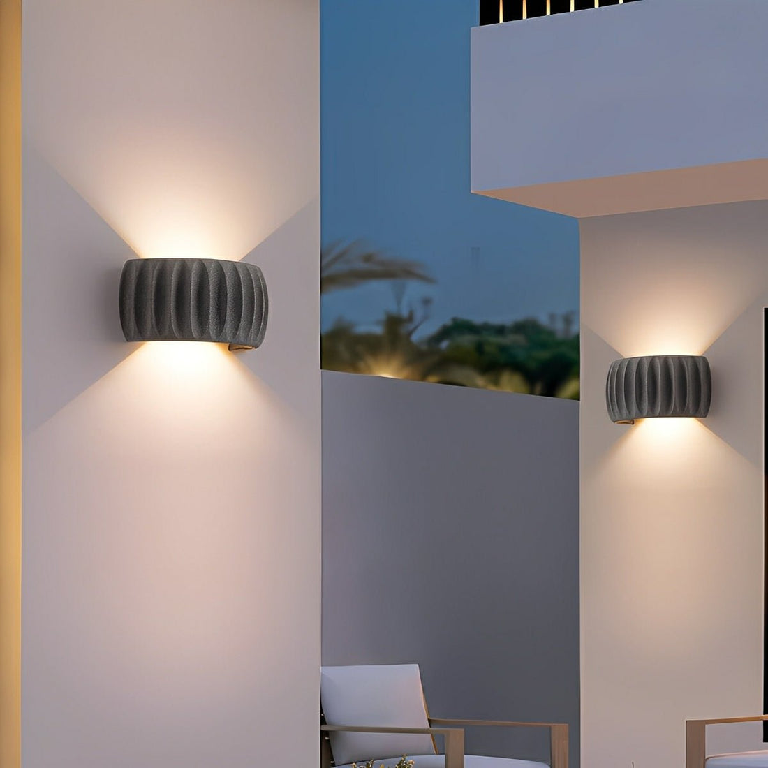 Modern Waterproof Arc Cement Carve Up and Down LED Outdoor Wall Lights - Flyachilles